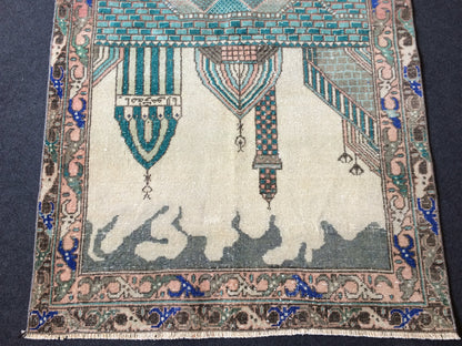 5.3 x 3.3 Vintage Rug,  Rumi Tapestry Rug   Mevlana Dergah Rug, Hand Made Rug