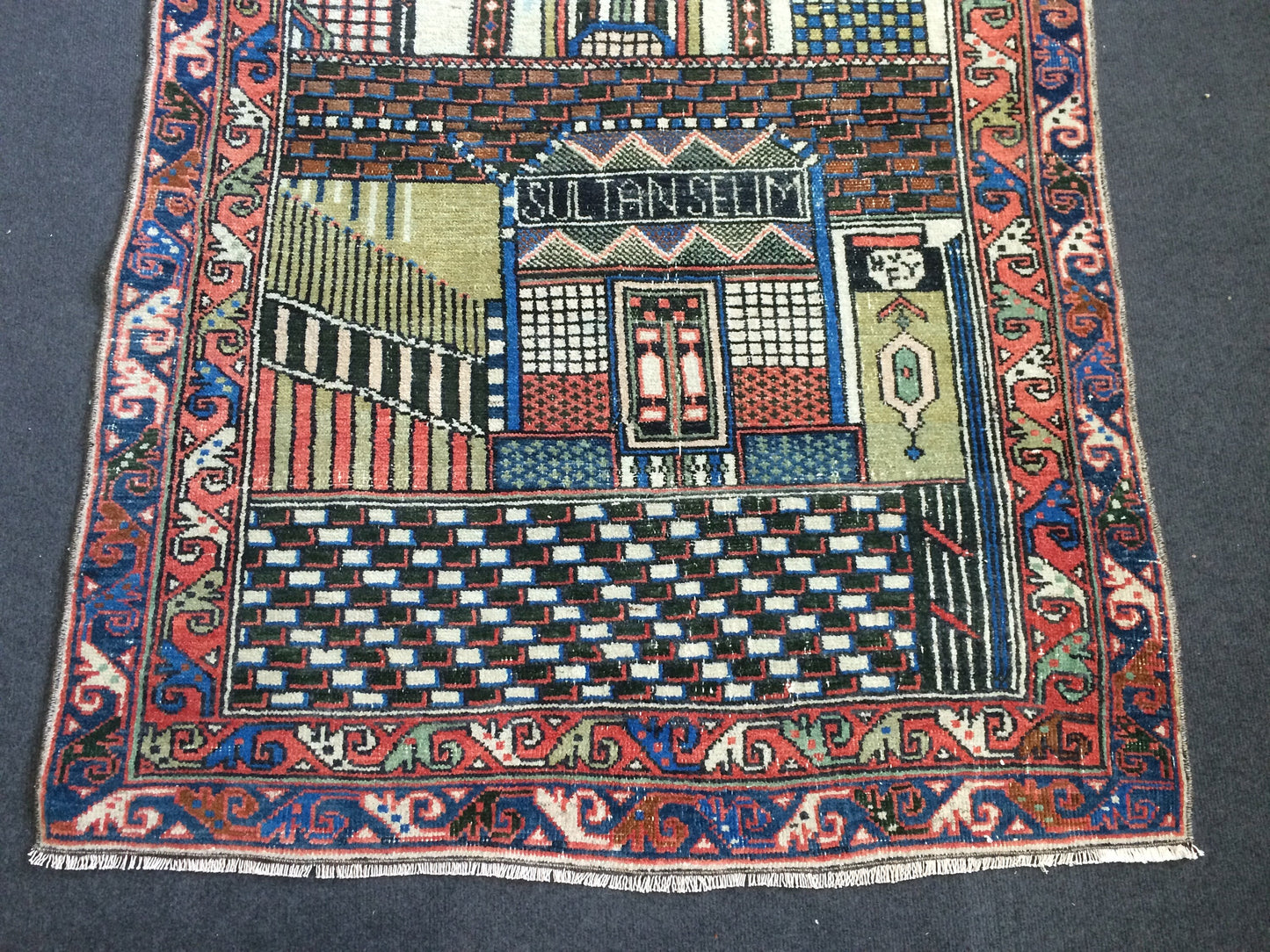 Konya Mevlana Tapestry Rug OUSHAK RUG TURKISH Rug  Vintage Runner Rug Wool Oushak Rug Hand Made Rugs Sufi Rug