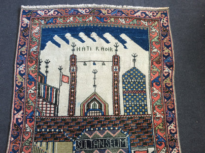 Konya Mevlana Tapestry Rug OUSHAK RUG TURKISH Rug  Vintage Runner Rug Wool Oushak Rug Hand Made Rugs Sufi Rug