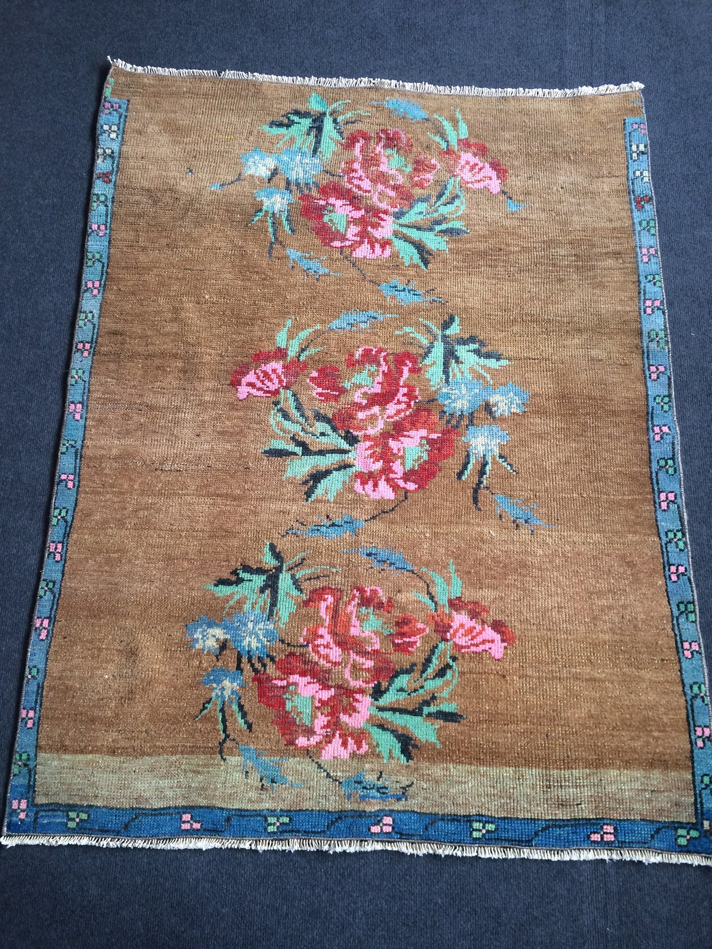 Floral Turkish Rug, Oushak Rug, Rustic Rugs, Farmhouse Rug, Vintage Rug, Boho Rug, Hand Made Rug
