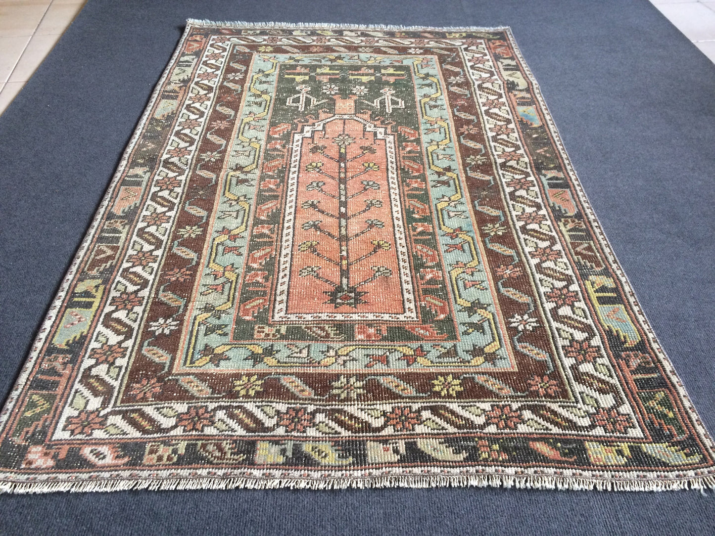 TURKISH Oushak Rug Vintage  Rug Wool Oushak Rug Handmade Rug