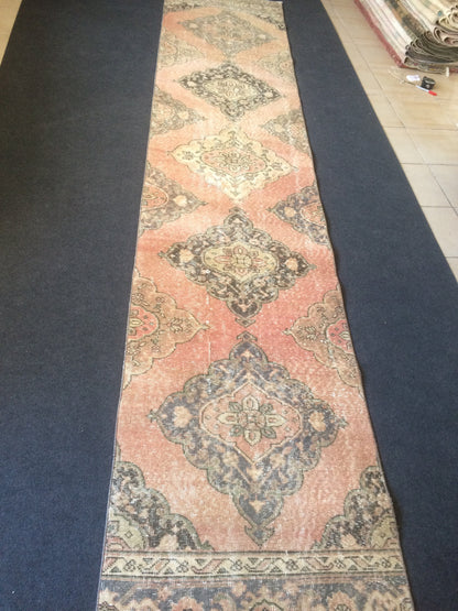 13 X 2.8 Turkish Runner Rug Vintage Runner Rug Oushak Runner Rug  Hallway Runner Rug Kitchen Runner Rug Wool Runner Rug Wool Oushak Rug
