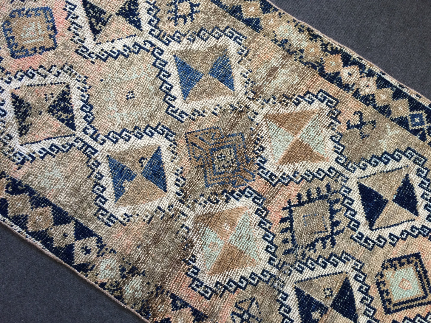 Old Turkish Rug, Oushak Rug, Wool Oriental Blue Rug, Oushak Runner Rugs, Farmhouse Rug, Vintage Rug, Vintage Rug, Hand Made Rug