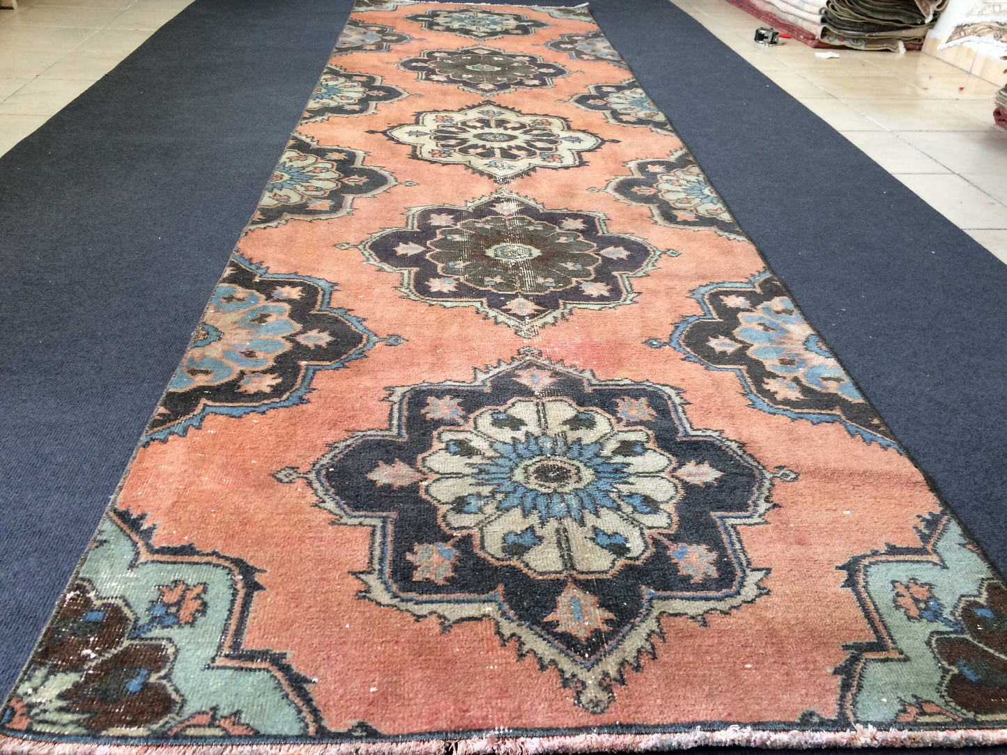 11.4 x 3.2 Turkish Runner Rug Vintage Runner Rug Hallway Runner Rug Oushak Runner Rug  Kitchen Runner Rug Wool Runner Rug Wool Oushak Rug