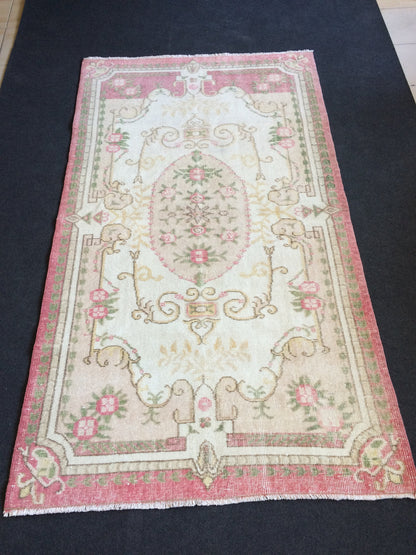 Turkish Rug, Pink Oushak Rugs, hand Knotted Rug, Wool  Handmade Rug