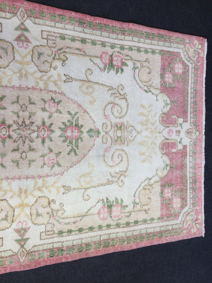 Turkish Rug, Pink Oushak Rugs, hand Knotted Rug, Wool  Handmade Rug