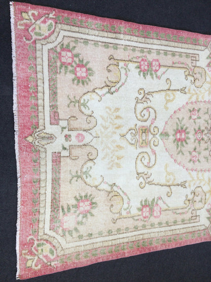 Turkish Rug, Pink Oushak Rugs, hand Knotted Rug, Wool  Handmade Rug