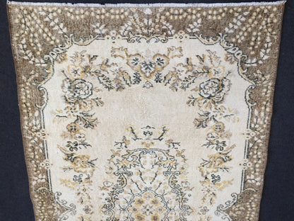 4 x 6.9 Rugs, Eclectic Turkish, Oushak Wool Rug 4x7 Persian
