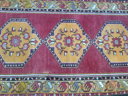 3.4 x 9.9 Vintage Oushak Runner Rug Turkish Runner Rug Vintage Runner Rug Hallway Runner Rug Kitchen Runner Rug Wool Runner Rug