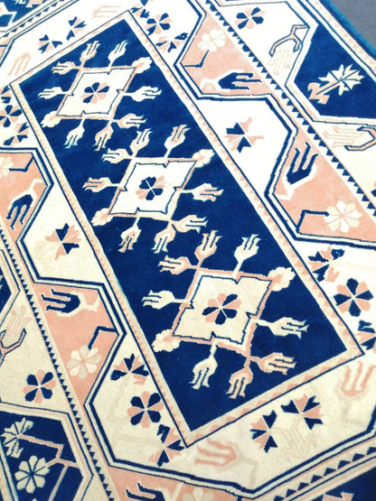 5.3 x 7.8 Vintage Rug, Hand Knotted Blue Rug, Oushak Rug, Wool Handmade Rug, Persian Rug, Vintage Turkish Rug, Farmhouse Rug