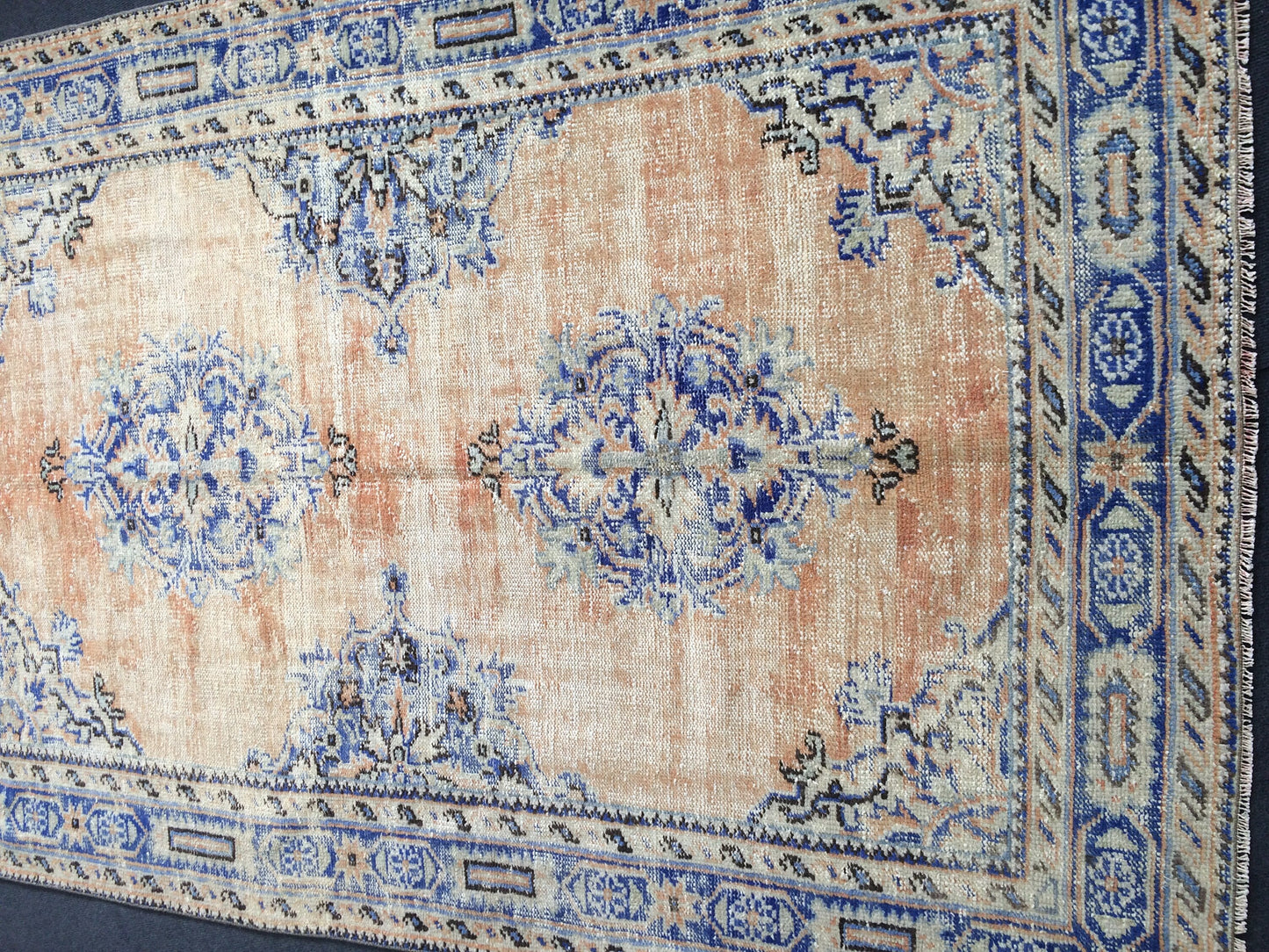 12 x 4.7 Oushak Runner Rug Turkish Runner Rug Vintage Runner Rug Hallway Runner Rug Kitchen Runner Rug Wool Runner Rug Wool navy dyes