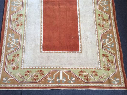5 x 7.7 Turkish Rug Vintage Rug Pastel colors Oushak Rug Hand Made Rug Distressed Colors Rug Earth Tones Rug Wool Pile Rug