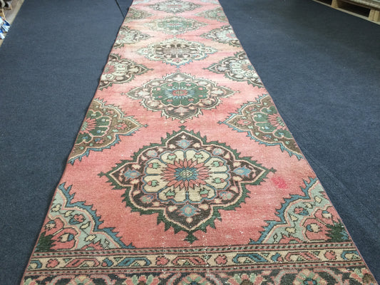 12.3 x 3 Oushak Runner Rug Turkish Runner Rug Vintage Runner Rug Hallway Runner Rug Kitchen Runner Rug Wool Runner Rug Wool Oushak Rug