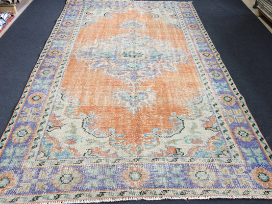 9.4 x 5.6 ft Hand Made Rugs Turkish Rug Oushak Rugs Rustic Oushak Rug Wool Oushak Rugs Oushak Runner Rugs, Farmhouse Rug, Vintage Rugs