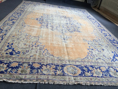 7.7 x 11 Large OUSHAK RUG TURKISH  Rug  Distressed   Rug Vintage Rug Wool Oushak Rug Hand Made Rug 8 by 11 Turkish Rug 8x11