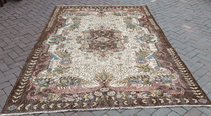 6.6 x 10 Vintage rugs Turkish rug  Oushak Rug Oriental Rug Hand Knotted Wool Rug Vintage Persian Rug