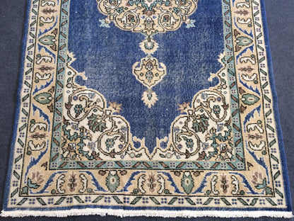 7 x 4 vintage Rug Oushak Rug Turkish Rug Blue Hand Made Rugs