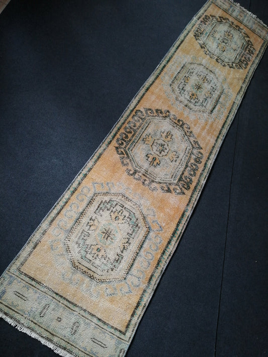 11.8 x 2.7 Muted Oushak Runner Rug Turkish Runner Rug Vintage Runner Rug Hallway Runner Rug Kitchen Runner Rug Wool Runner Rug