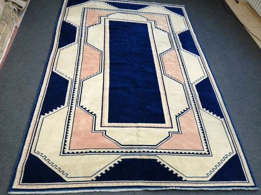 10 x 6.5 Blue Hand Made Rug Vintage Turkish  Rug,Soft wool Rug  Bohemian Rug, Living Room Rug, Oushak Rug, Hand Knotted Rug,Weaving Rug