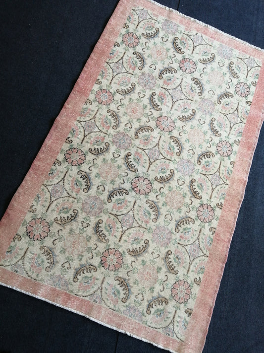 Rustic Oushak Rug, Turkish Rug 4 x 6.4 Oriental Rug, Wool Rugs, Farmhouse Rug, Vintage Rug, Minimalist Rug, Hand Made Rug