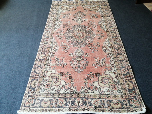 7 x 3.7 Turkish Rug, Vintage Rug, Hand Made Oushak Rug, Distressed Colors Rug, Oushak Rug