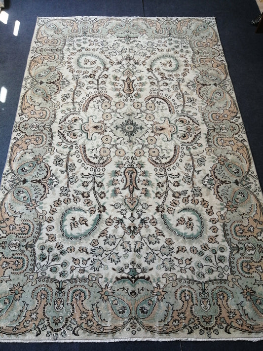 6.6 x 10.3 Vintage Rugs  TURKISH HAND MADE Rugs   Vintage Turkish Rugs   Oushak Rug  Turkish Oushak Rug, Vintage Oushak Rug, Wool Rug