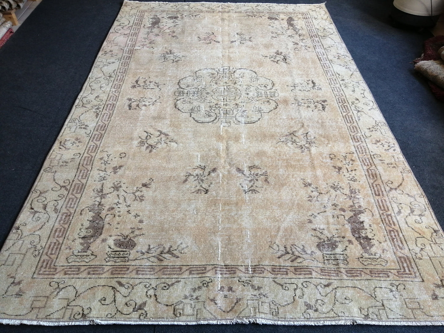 6 x 9.3 Large Area OUSHAK RUG TURKISH Oushak Rug Vintage  Rug Vintage Rug Wool 6x9 Rug Hand Made Rugs Vintage Turkish Rug Muted Oriental rug