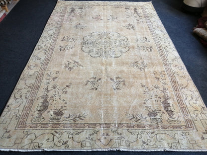 6 x 9.3 Large Area OUSHAK RUG TURKISH Oushak Rug Vintage  Rug Vintage Rug Wool 6x9 Rug Hand Made Rugs Vintage Turkish Rug Muted Oriental rug