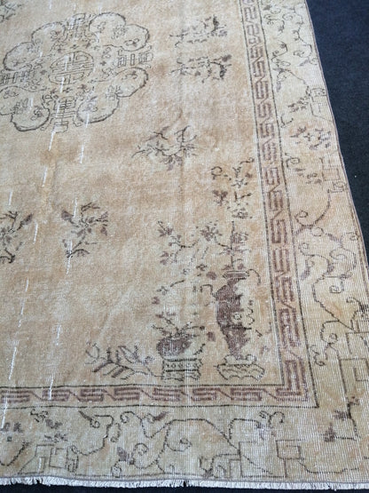 6 x 9.3 Large Area OUSHAK RUG TURKISH Oushak Rug Vintage  Rug Vintage Rug Wool 6x9 Rug Hand Made Rugs Vintage Turkish Rug Muted Oriental rug