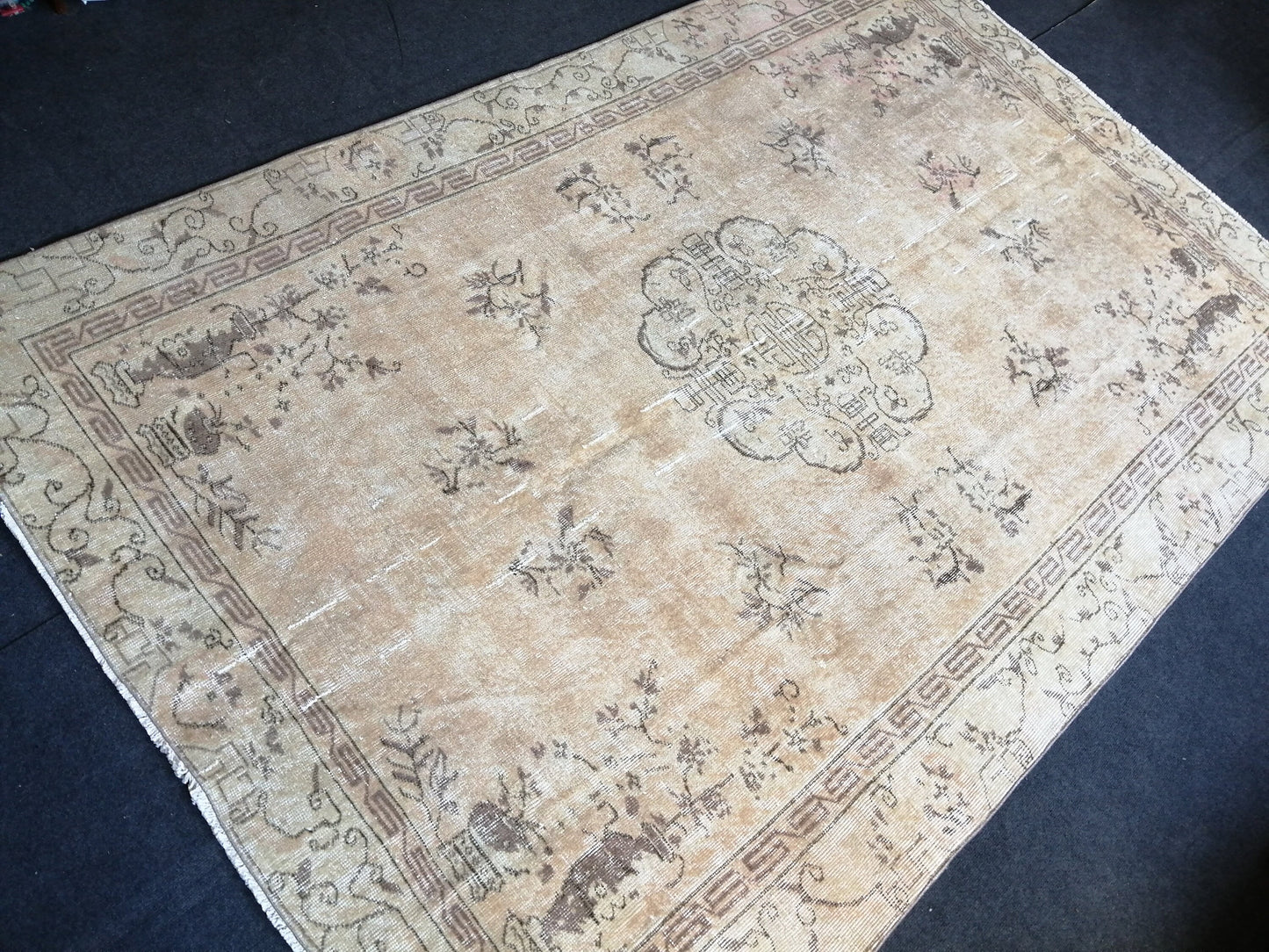 6 x 9.3 Large Area OUSHAK RUG TURKISH Oushak Rug Vintage  Rug Vintage Rug Wool 6x9 Rug Hand Made Rugs Vintage Turkish Rug Muted Oriental rug