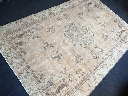 6 x 9.3 Large Area OUSHAK RUG TURKISH Oushak Rug Vintage  Rug Vintage Rug Wool 6x9 Rug Hand Made Rugs Vintage Turkish Rug Muted Oriental rug