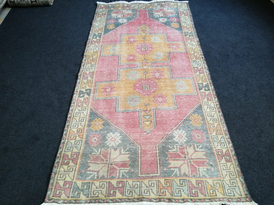 Turkish Rug Oushak Rug 4x8 Vintage Rugs, Wool Handmade Runner Rugs, Runner Rug, Vintage Rug, Hand Made Rug 4x8 Runner Rug