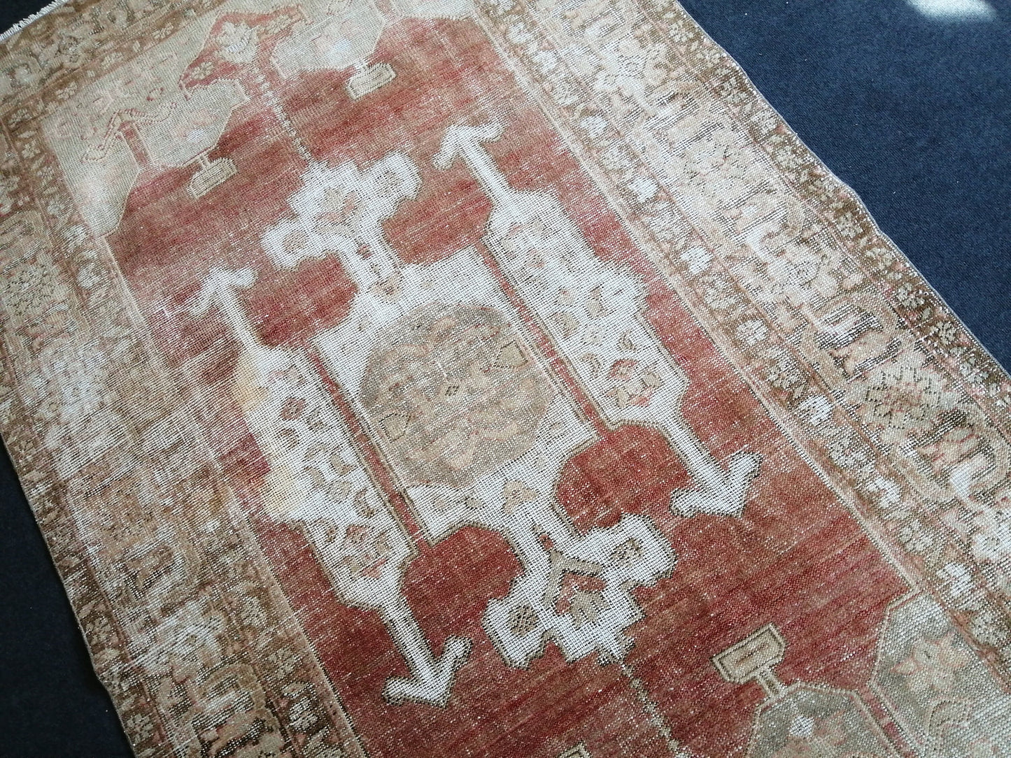 5 x 8.7 Distressed OUSHAK RUG TURKISH Rug  Vintage Rug Wool Oushak Rug Hand Made Rugs Vintage Turkish Rug