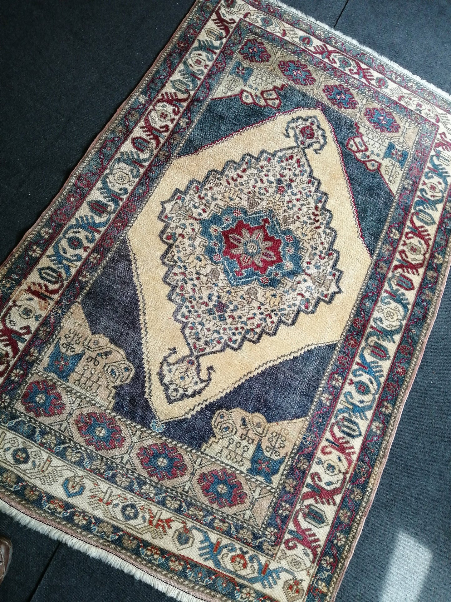 4.6 x 7 OUSHAK RUG TURKISH Rug Vintage Rug Wool Hand Made Rugs Vintage Turkish Rug