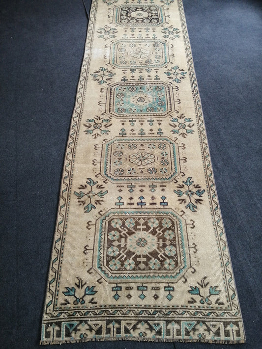 10.8 x 3 Oushak Runner Rug Turkish Runner Rug Vintage Runner Rug Hallway Runner Rug Kitchen Runner Rug Wool Runner Rug Wool Oushak Rug