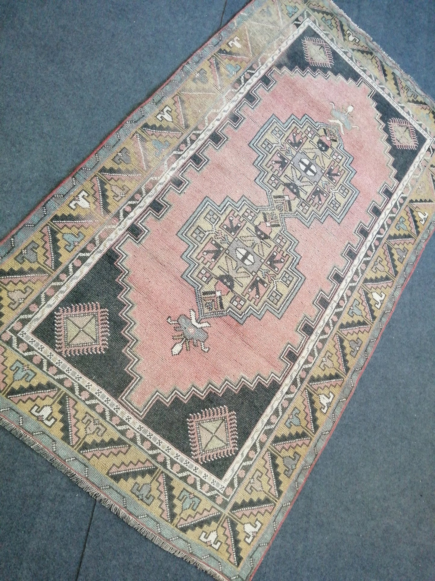 HandMade Rug 4 x7 Hand Crafted Rug, Rustic Rug, Turkish Rug, Farmhouse Rug, Vintage Rug, Wool Rug Hand Knotted Rug
