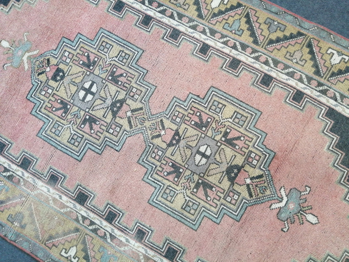 HandMade Rug 4 x7 Hand Crafted Rug, Rustic Rug, Turkish Rug, Farmhouse Rug, Vintage Rug, Wool Rug Hand Knotted Rug