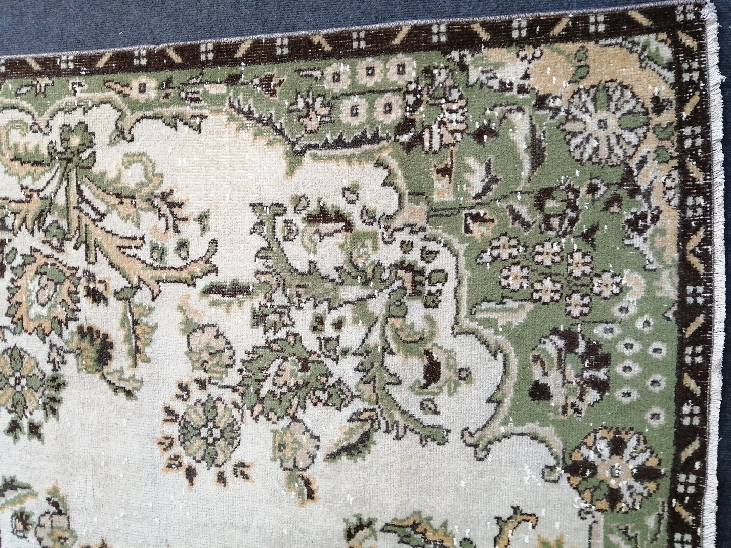 10 x 6.6 Green OUSHAK RUG TURKISH Wool Rug Hand Made Rugs Vintage Turkish Rug
