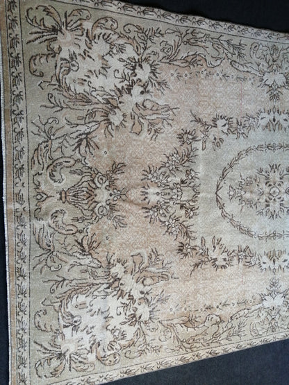 6.7 x 10.2 OUSHAK RUG TURKISH Wool Rug Hand Made Rugs Vintage Turkish Rug