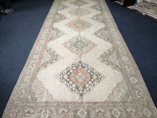 12.7 x 5 Oushak Runner Rug Turkish Runner Rug Vintage Runner Rug Hallway Runner Rug, Muted Oushak Rug, Vintage Turkish Rug
