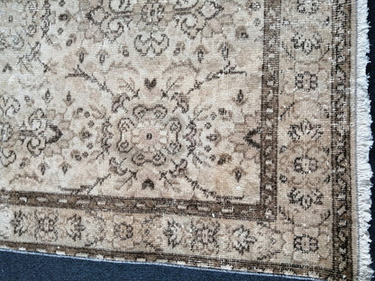 6.9 x 3.8 Rugs, Hand Made Rug, Neutral Rug, Rustic Rug, Boho Rug, Rug Runner, Neutral Turkish Rug, Farmhouse Rug, Vintage Rug, Wool rug