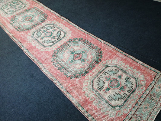 3x12 Oushak Runner Rug Turkish Runner Rug Pink Vintage Runner Rug Hallway Runner Rug Kitchen Runner Rug Wool Runner Rug Wool Rug