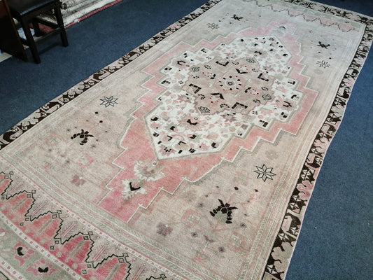 5.2 x 12 Oushak Runner Rug Turkish Runner Rug Vintage Runner Rug Hallway Runner Rug Muted Runner Rug Wool Runner Rug pink Oushak Rug