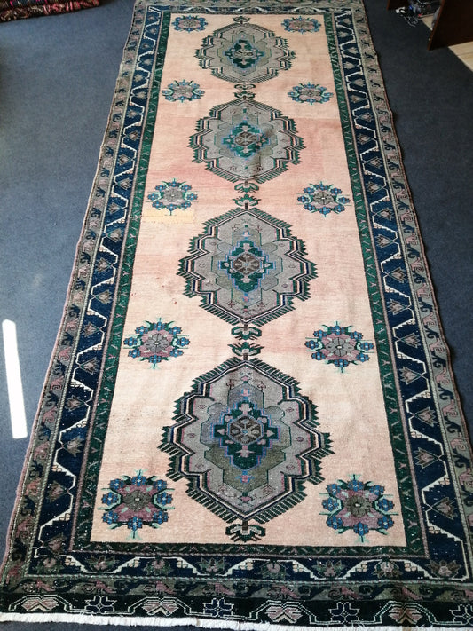 Turkish Rug 5x12, Large Area Rug , Vintage Rug, Oushak Rug, Oriental Runner Rug Persian Runner Rug,Earth Tones Rug Wool Pile Rug Rustic Rug