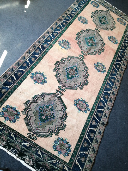 Turkish Rug 5x12, Large Area Rug , Vintage Rug, Oushak Rug, Oriental Runner Rug Persian Runner Rug,Earth Tones Rug Wool Pile Rug Rustic Rug