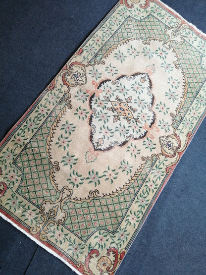 3.7 x 6.9 Turkish Rug, Oushak Rug, Rustic Oushak Rug, Vintage Rug, Hand Made Rug