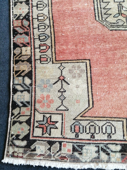 4.5 x 8 Vintage Rug TURKISH Hand Knotted Rug Vintage Turkish Rug Oushak Rug Handmade Turkish Oushak Rug, Vintage Persian Rug, Wool Rug