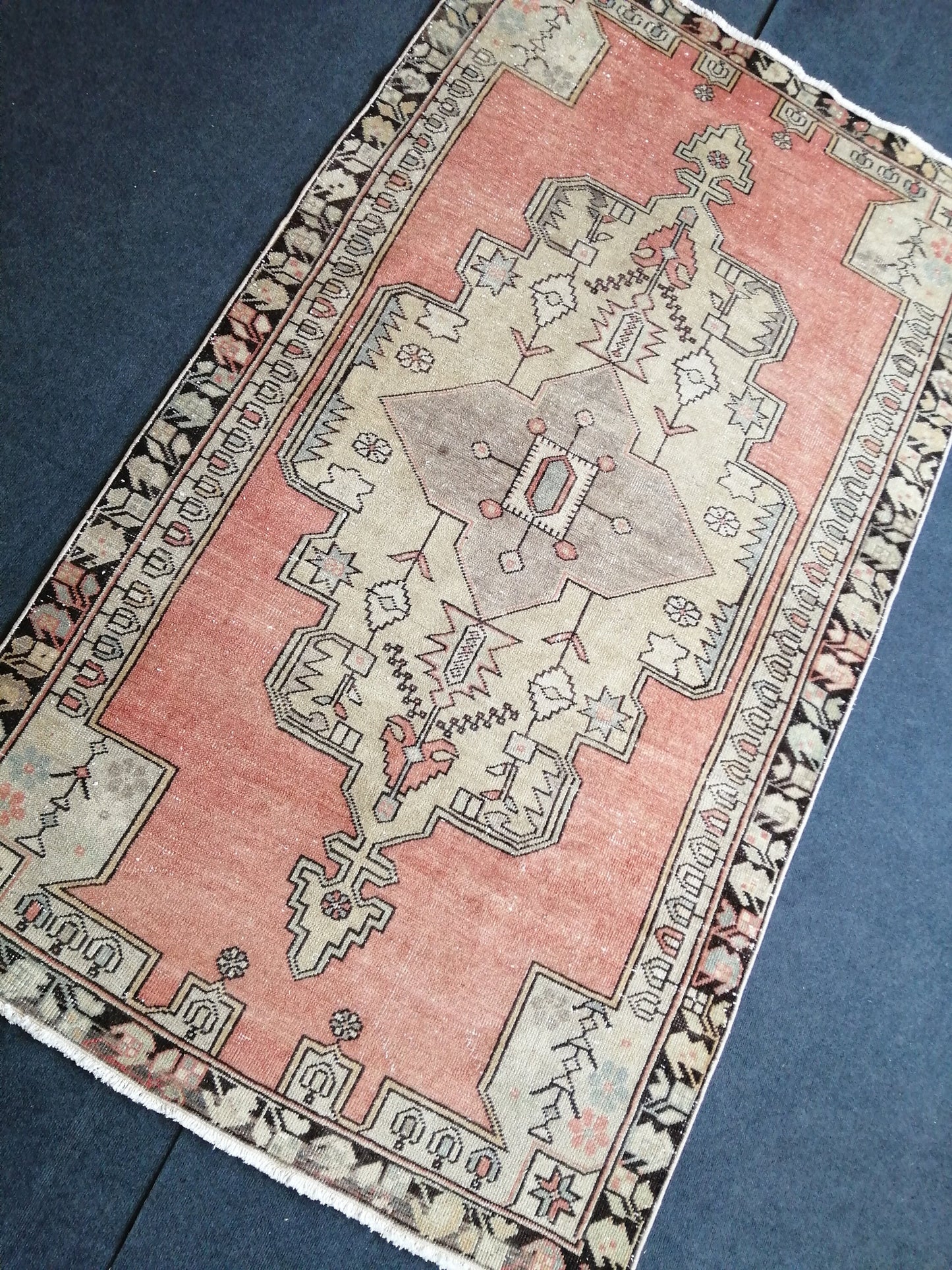 4.5 x 8 Vintage Rug TURKISH Hand Knotted Rug Vintage Turkish Rug Oushak Rug Handmade Turkish Oushak Rug, Vintage Persian Rug, Wool Rug