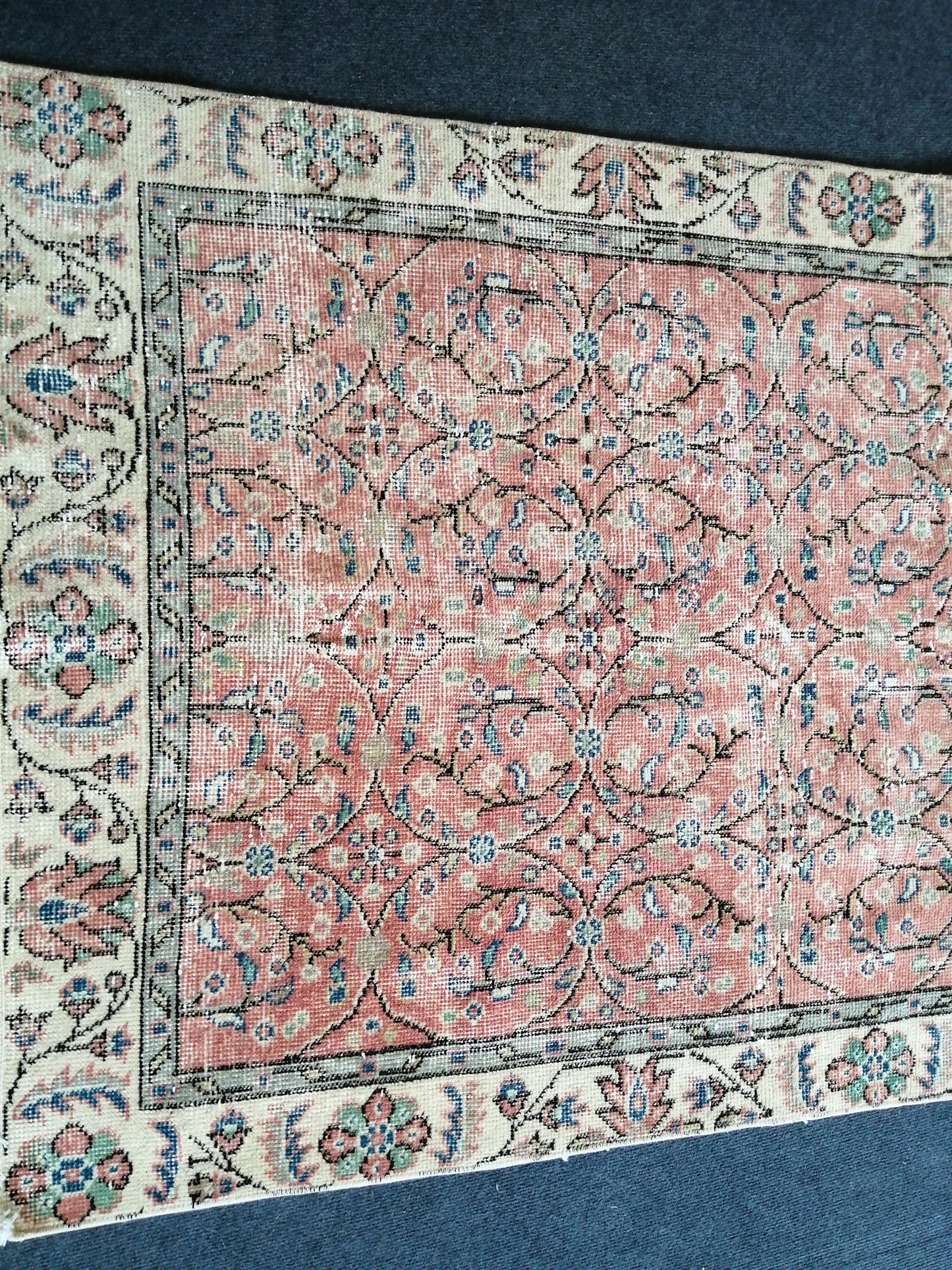 Hand Made Rug, Oushak Rug , Wool  Rug  Vintage Rug Floral Rug, Turkish Rug