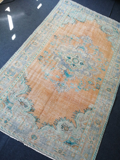 9.6 X 6 Vintage rugs, Turkish Oushak Rugs, Bohemian Rug, Living Room Rug, Oushak Rug, Hand woven Rug, Muted Wool Oushak Rug